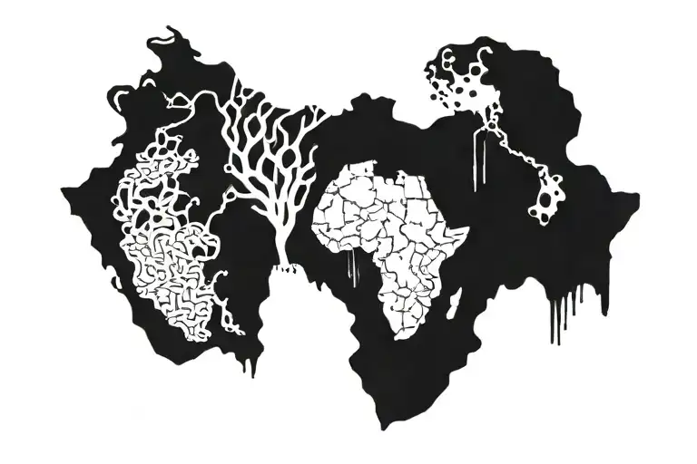 An African Map With A Line Head And Zambia Outlined