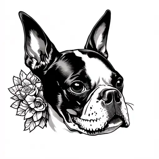 Boston Terrier Skull Adorned