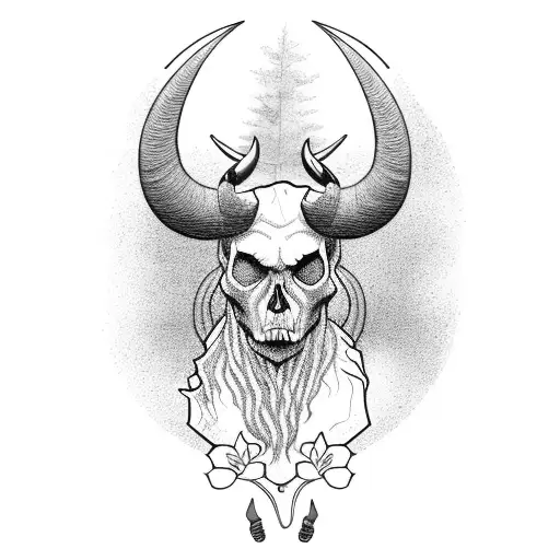 A Tree With A Skull Of A Bull On The End