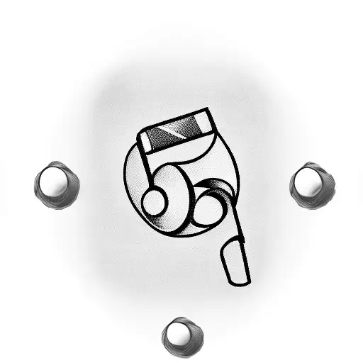 Create A Tattoo Of A Music Player With Sports Equipment As Buttons