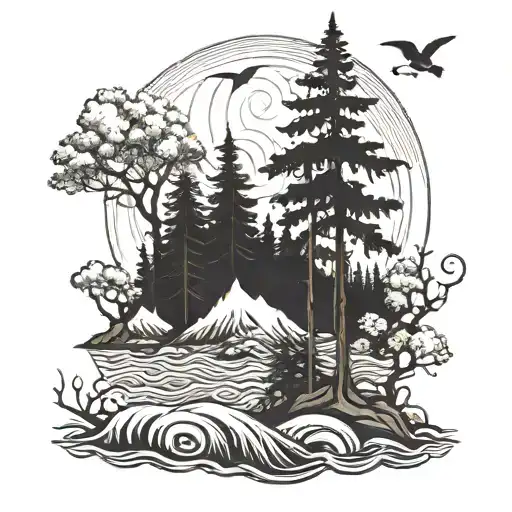 Forest And Rough Waters