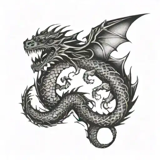 Tattoo Around The Neck With Dragons On The Collarbone