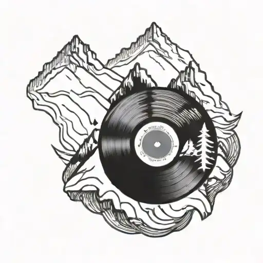 Vinyl Record With Mountain Inside