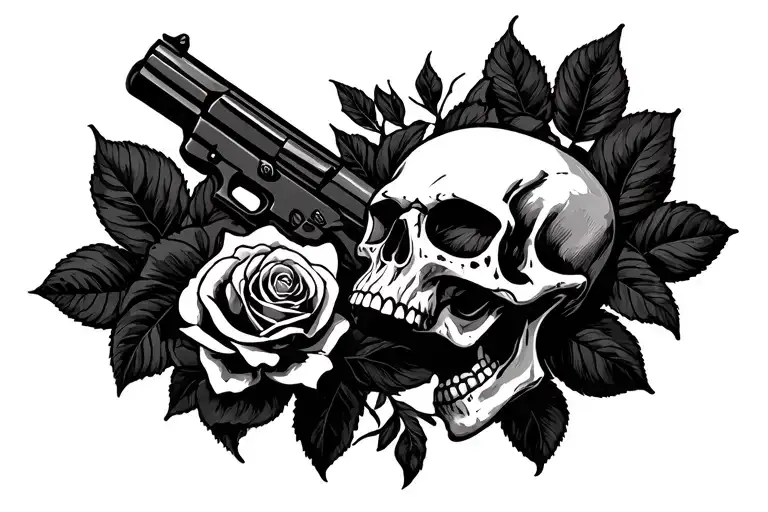 Skull Roses And Guns