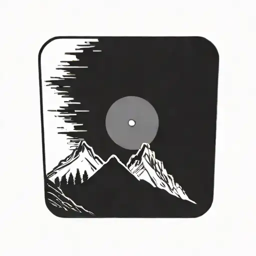 Vinyl Record With A Mountain In The Upper Part And A City In The Lower Part