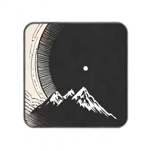 Vinyl Record With A Mountain In The Upper Part And A City In The Lower Part