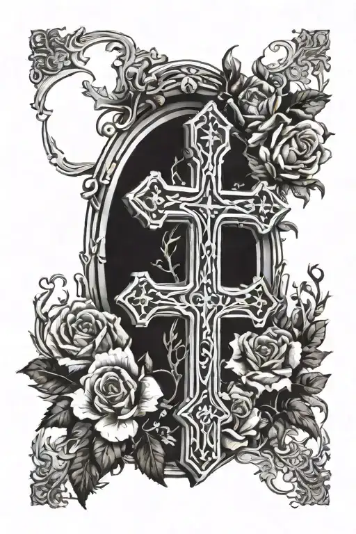 Cross In Foreground Of Christian Theme Sleeve