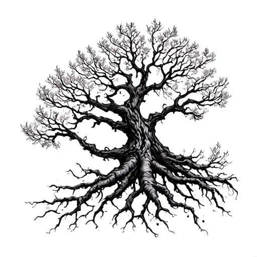 Dark Tree Roots Growing