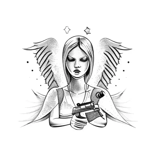 Angel Holding Gun