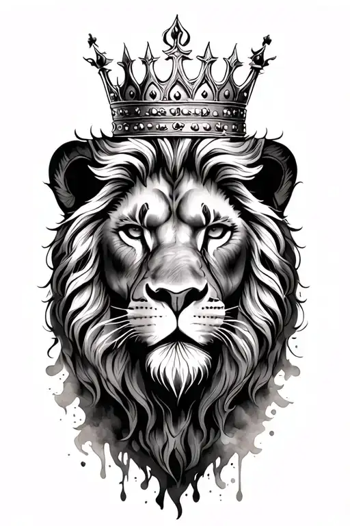 Crowned Lion Head With Watercolor