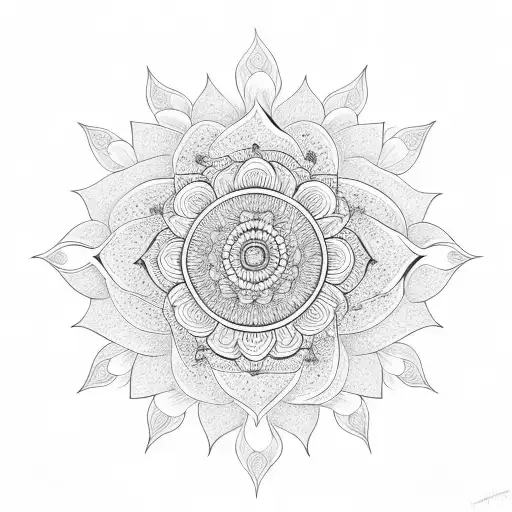Mandala With Flowers And A Sunflower