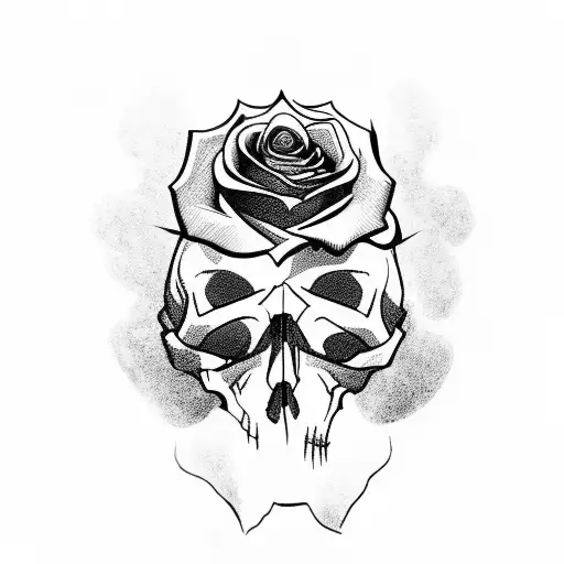 Rose In A Skull With Black Panther