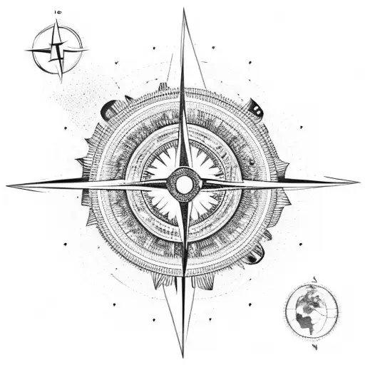 The Planet Earth Inside A Compass