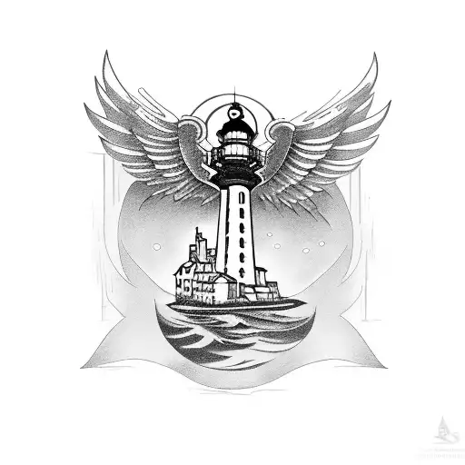 Bioshock Song Bird With Open Wings Behind The Iconic Light House
