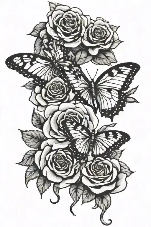 Butterflies Roses Snake
