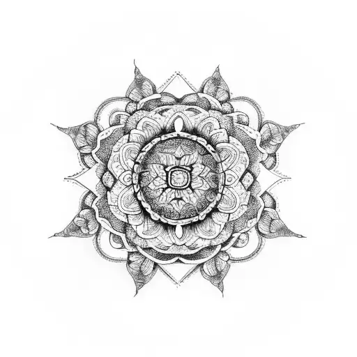 Mandala With A Moon And Butterly