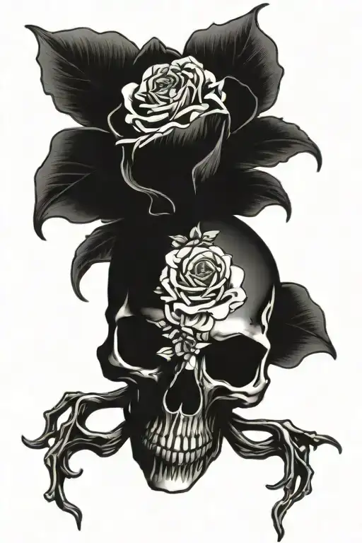 Skull With Flower Surrounded