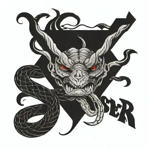 Aggresive Snake On Collar Bone Which Is Made Of Word Monster