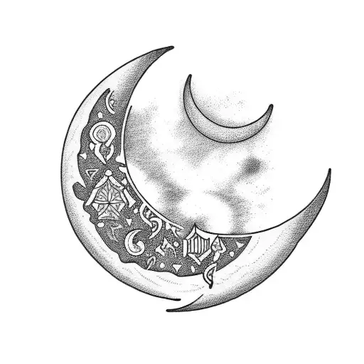 Crescent Moon With Hope Vertical On Top