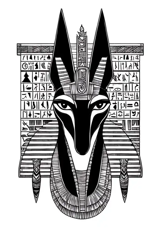Anubis On The Background Of Hieroglyphlv
