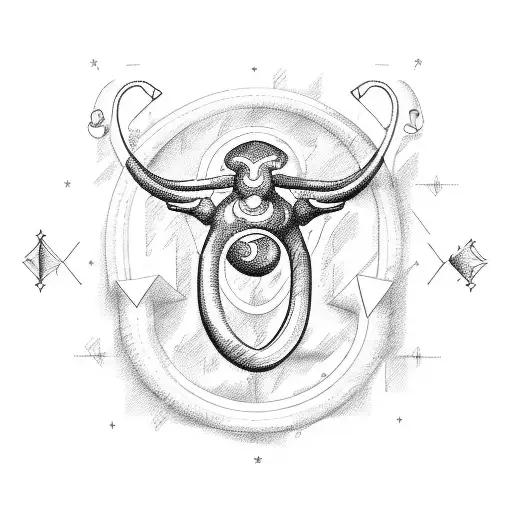 A Detailed Sketch Of A Capricorn Constellation With A Stethoscope Wrapped Around It