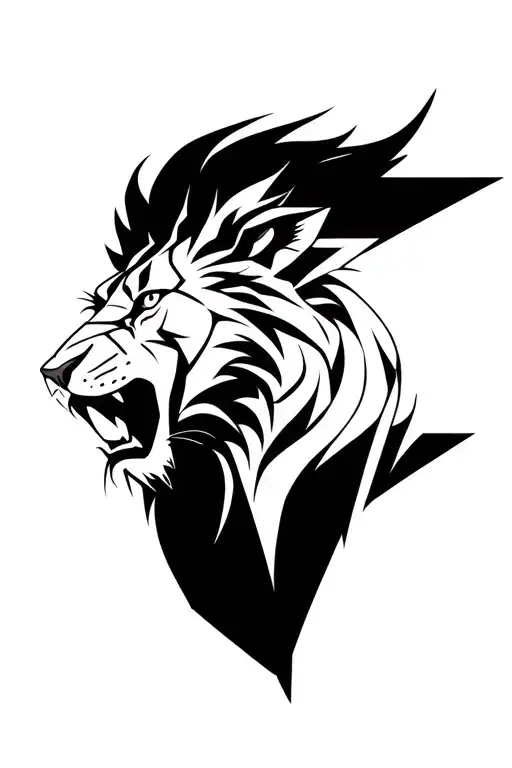 Geometric Lines Shaping A Anger Male Lion Look