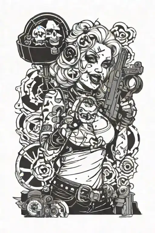 Harly Quinn Licking A Gun Barrels