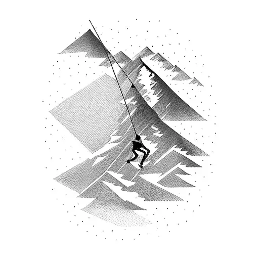 A Silhouette Of A Climber Conquering A Steep Mountain Peak