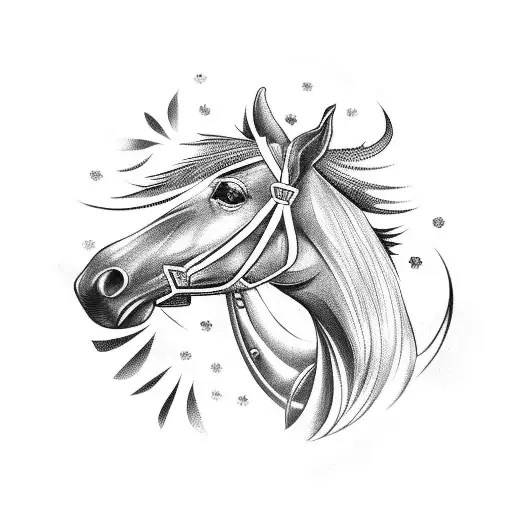 Horse Hoove With Feathers And Birds And Infinity Sign