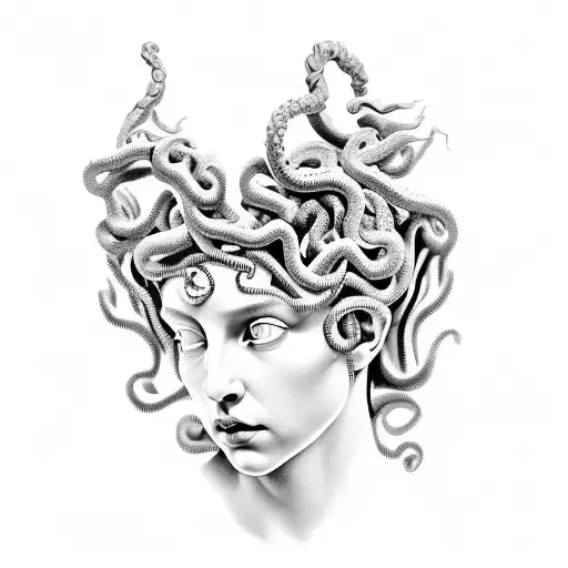 Medusa In Greek Sculpture Style