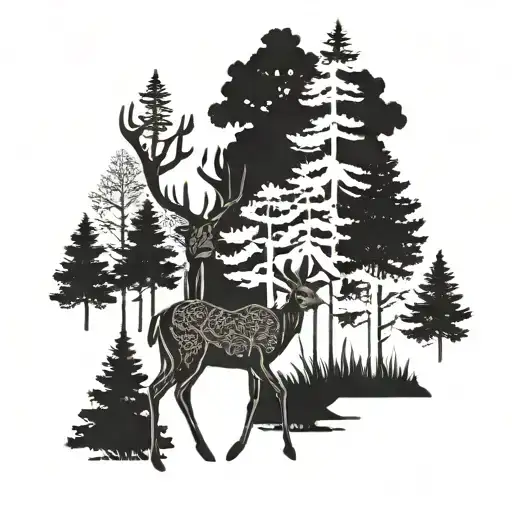 Deer With Trees