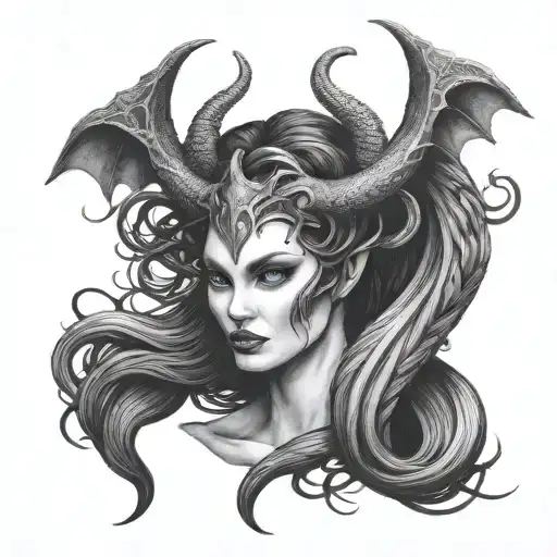 Medusa And Maleficent Combination Tattoo Design