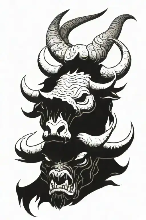 A Bull Skulland And A Oni Mask