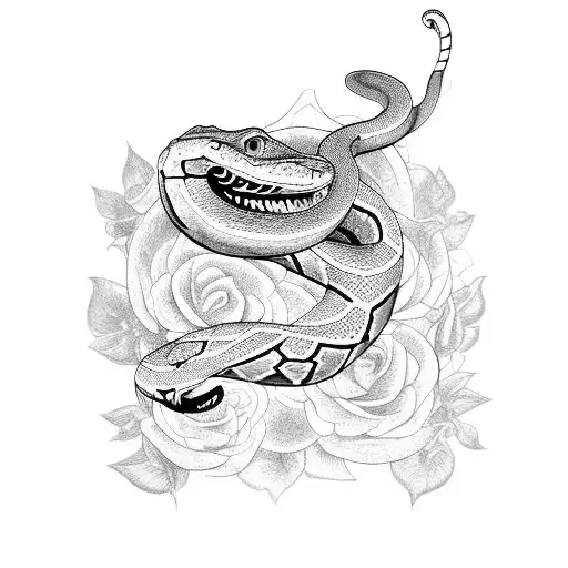 A Mystical Snake Emerging From A Bed Of Enchanting Flowers