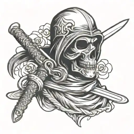 Balaclava Mask With Skull And Katana Sword