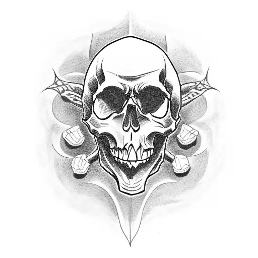 Skull With Demon Face