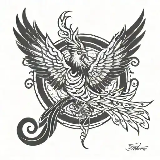 Phoenix With Quote 'Handle With Grace Written Vertically