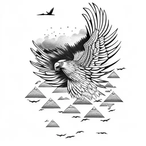 Design An Upper Arm Tattoo With Sea Eagle Over Beach Pine Trees