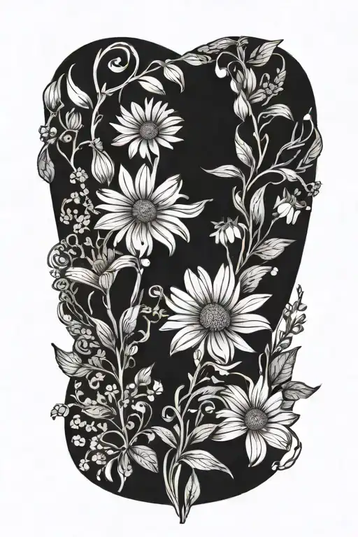 Daisies Flower Bouquet Wrapped Arms Around Herself