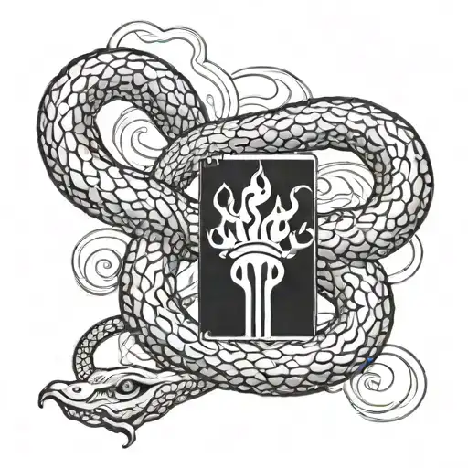 Torch And Coiled Snake