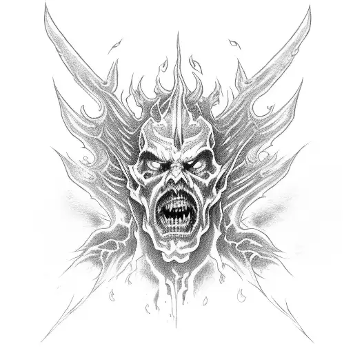 A Mephisto From Diablo Game Character Surrounded By Swirling Flames