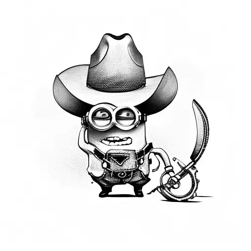 A Minion With A Cowboy Hat And Revolvers