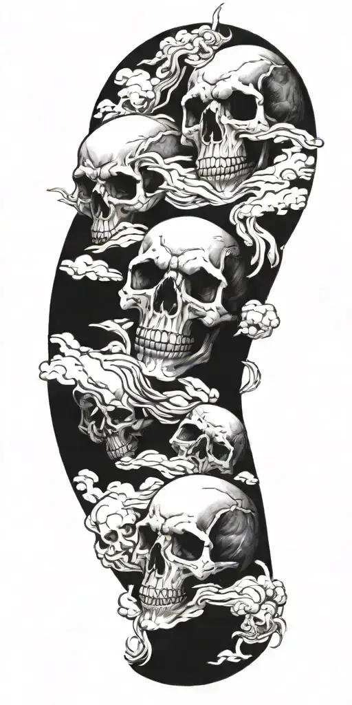 Skulls Soft Shading Clouds Swirling Smoke