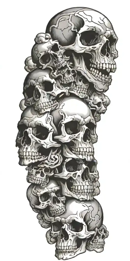 Skulls Clouds Black Grey Style