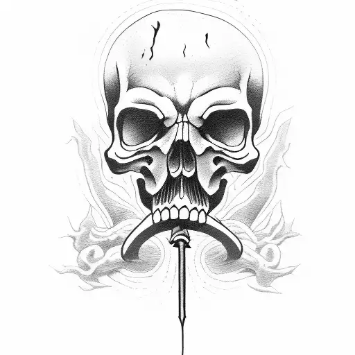 Grim Reaper Leading A Line Dead Men By Hand