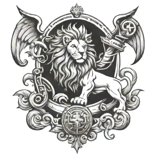 Lion With Wings And Anchor