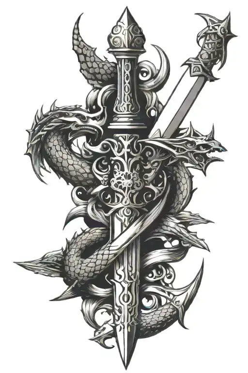 Dagger With Dragon And Moon