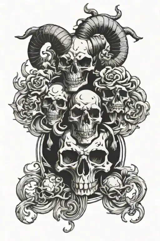Coverup Clouds And Smoke Skulls With Capricorn Zodiac Signs