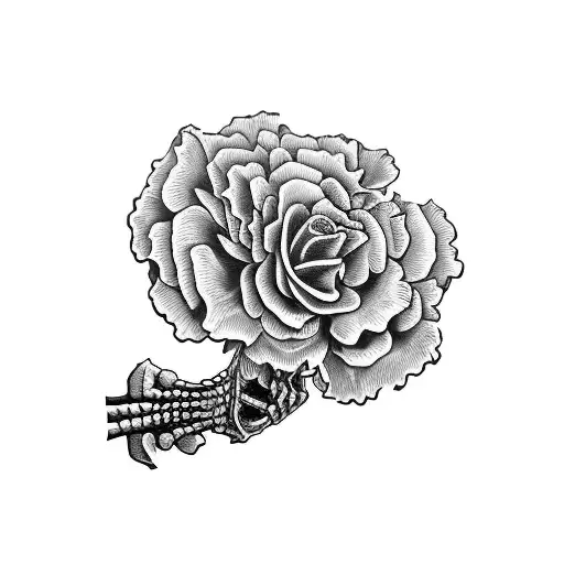 Skeleton Hand Holding Carnation