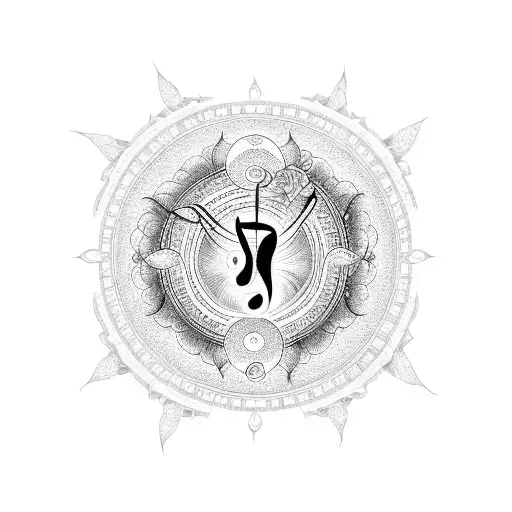 A Celestial Music Note Surrounded By Blooming Flowers